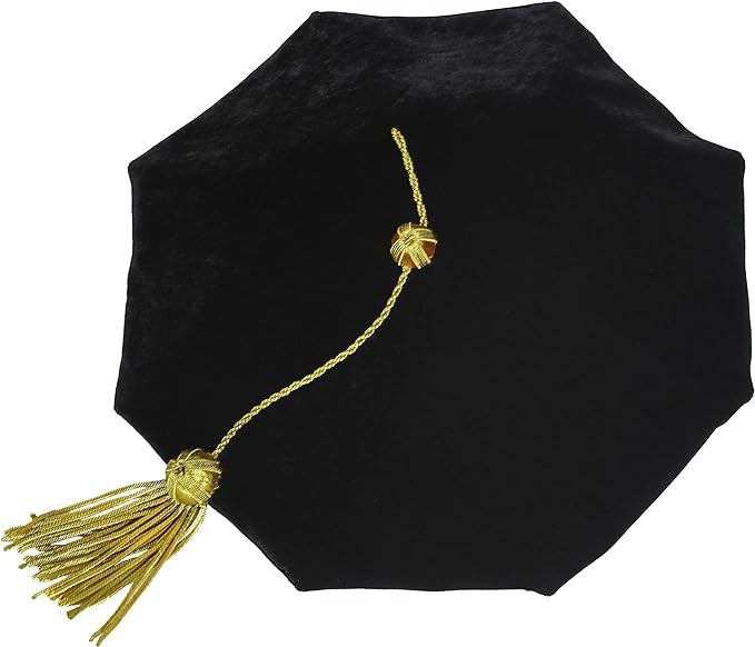 GraduationMall Graduation Doctoral Tam Velvet with Gold Bullion Tassel