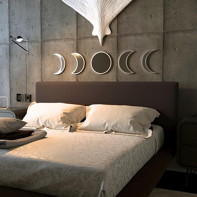 Black Magic Witch Moon Mirror - Announcing Love Bedroom Wall Decor - Moon Phase Mirror Set Modern Decor - Moon Mirror Wall Decor Great Gift for Home Living Room Bedroom Decorations (Silver)