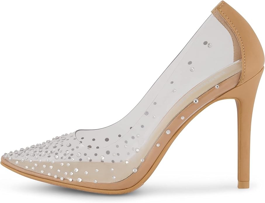 CUSHIONAIRE Women's Glam Clear Rhinestone Dress Pump +Memory Foam