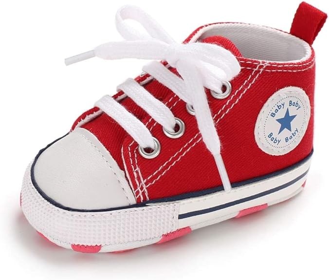 Meckior Baby Girls Boys Canvas Sneakers Soft Sole High-Top Ankle Infant First Walkers Crib Shoes